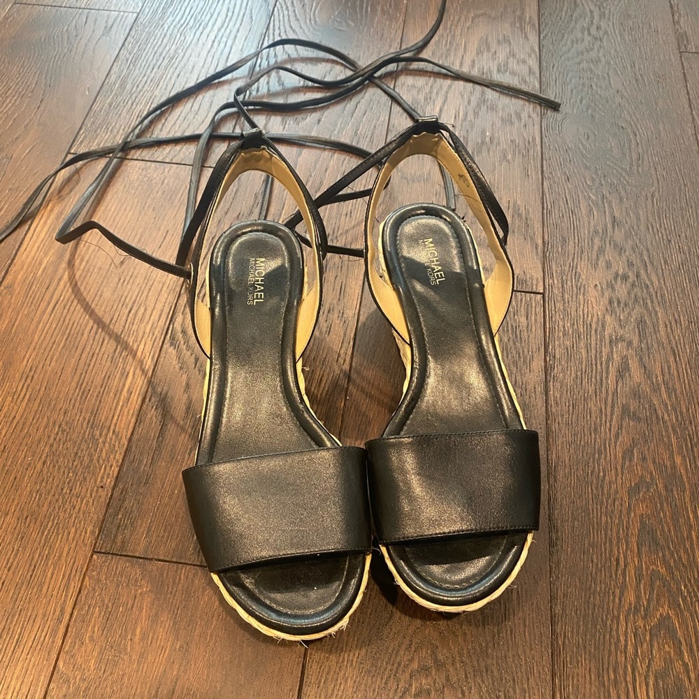 Michael kors tie ankle wedge